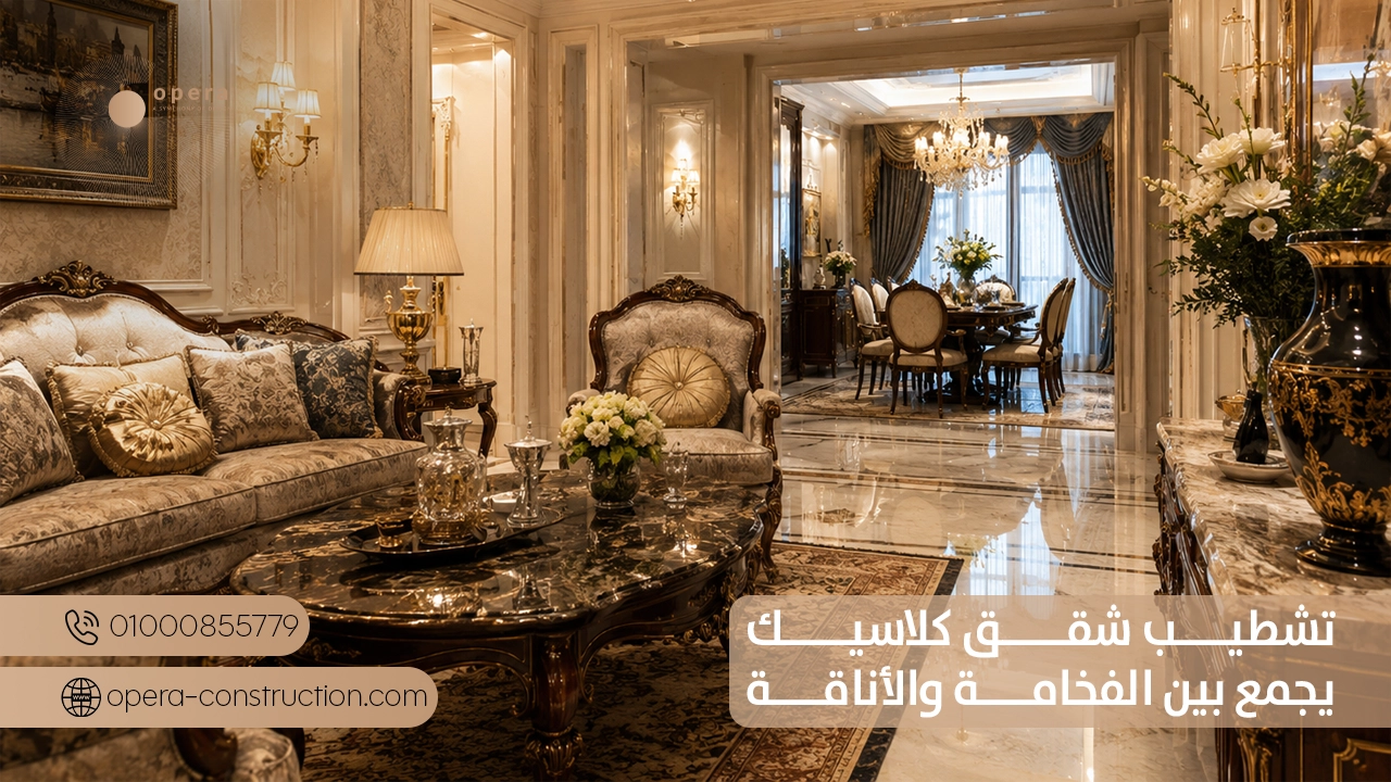 تشطيب شقق كلاسيك يجمع بين الفخامة والأناقة